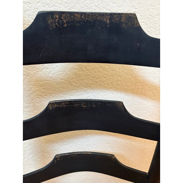 Vintage Primitive Ladder Back Chairs With Handwoven Rush Seats – Pair For Sale - Image 11 of 12