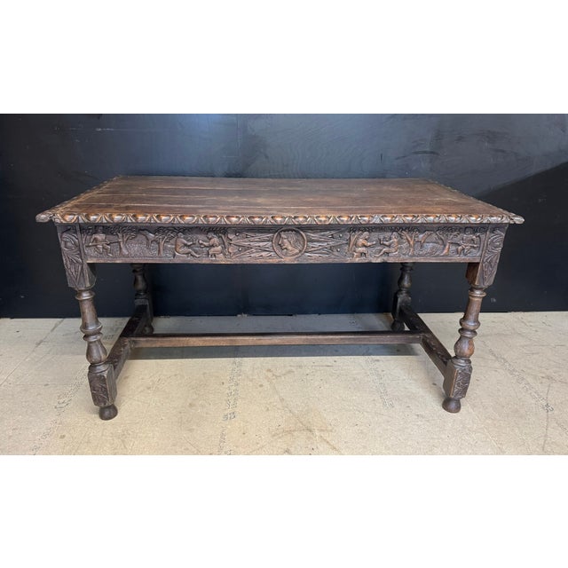 Antique Table in Carved Oak, 1860 For Sale - Image 14 of 14