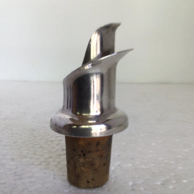 Wood Swedish Silver Plated Wine Pour Spouts - Group of 5 For Sale - Image 7 of 12