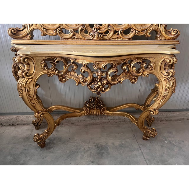 Console Table with Baroque Mirror, 1890s, Set of 2 For Sale - Image 13 of 17