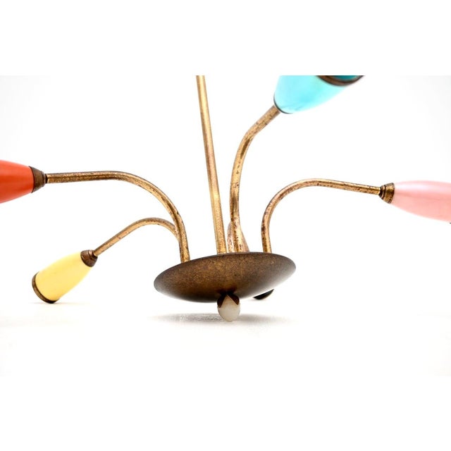 Metal Vintage Italian Brass Chandeliers from Stilnovo, 1950s, Set of 2 For Sale - Image 7 of 9