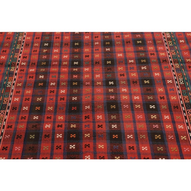 Tribal Antique Verneh Kilim Rug in Red, Black & Blue Geometric Pattern For Sale - Image 3 of 6