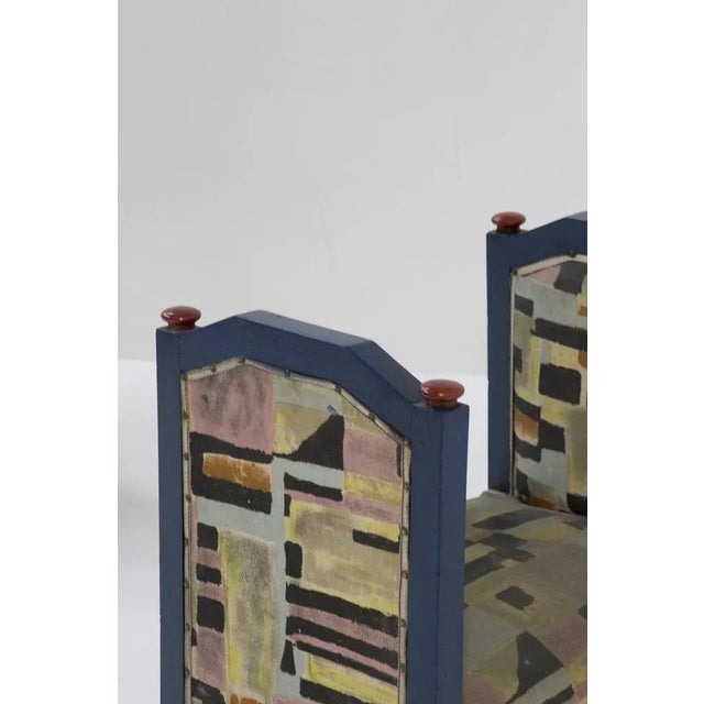 Set of Futurist Stools in Blue and Red attributed to Fillìa Luigi Colombo, 1925, in Very Good conditions. Designed 1920 to...