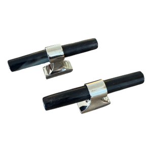 Pair of Ochre Black Handles With Polished Nickel Detail