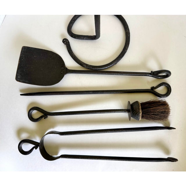 Vintage Wrought Iron Fireplace Set With Sculptural Loop Details For Sale - Image 10 of 11