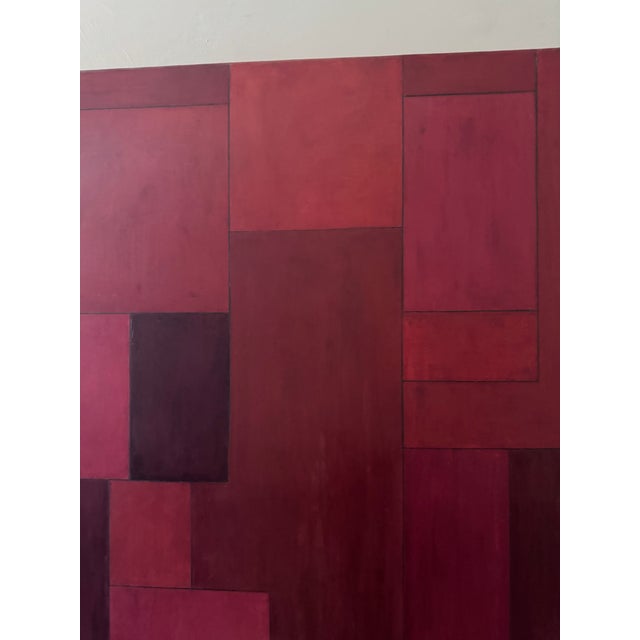 Abstract Geometric Red Oil Painting by Stephen Cimini For Sale - Image 9 of 11