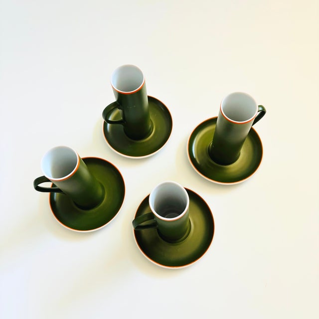 MCM LaGardo Tackett Green Demitasse Mugs and Saucers - Set of 4 For Sale - Image 12 of 15