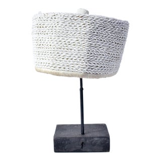 Mid 20th Century Vintage African White Beaded Hat Nigeria For Sale