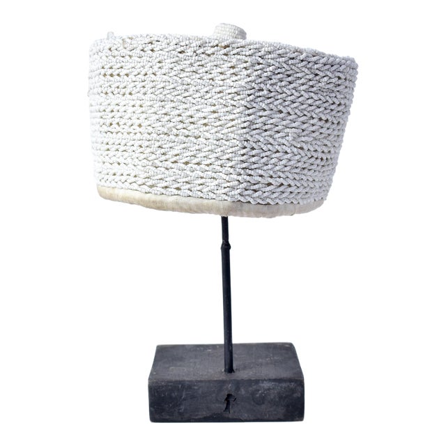 Vintage African White Beaded Hat Nigeria For Sale