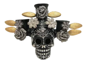 Painted Terra Cotta Sugar Skull Candle Holder