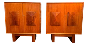 Diamond Fronted Maple Cabinets, 1960s, Set of 2