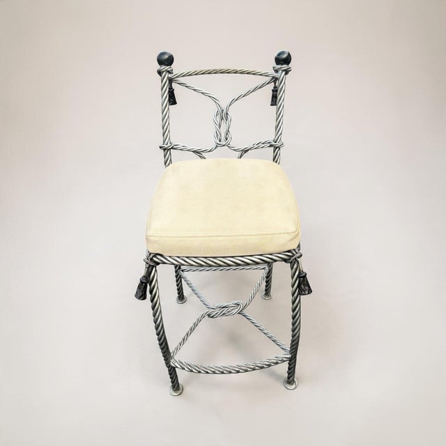 Vintage Napoleon III Iron Rope Twist Designer Bar Stool For Sale - Image 4 of 10