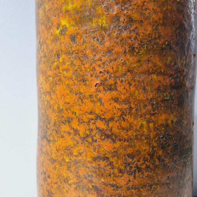 Orange Large Vintage Orange Ceramic Floor Vase, 1970s For Sale - Image 8 of 9