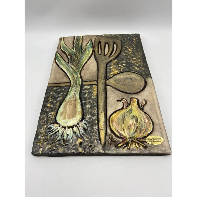Very nice ceramic wall decoration, 1960s. Beautiful colours, executed by the Otto Keramik studio. Signed: RB (designer)....