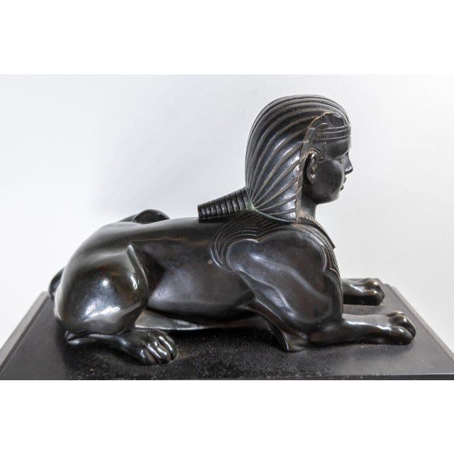 19th Century French Egyptian Revival Sphinx Bronze on Mantel Clock Base For Sale - Image 11 of 18