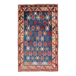 Antique Caucasian Kazak Rug With Geometric and Tribal Motifs 4'3" X7'6" For Sale