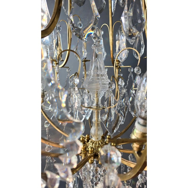 Antique Late 19th Century Lustre a Cage Chandelier Crystal Brass For Sale - Image 9 of 12