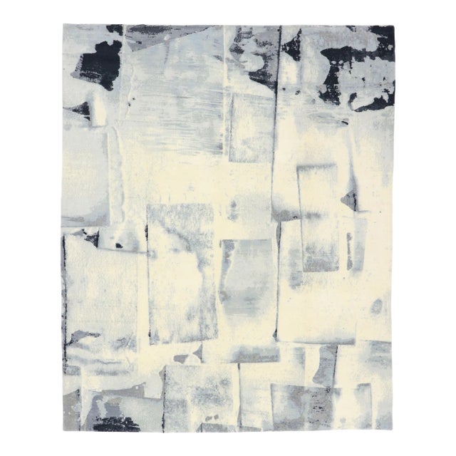 Vintage Monochrome Franz Kline Style Rug, 8'1 X 9'11 For Sale