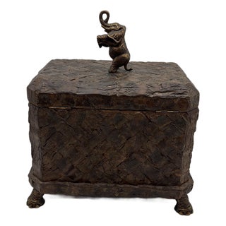 Vintage Maitland-Smith Decorative Elephant Hinged Box/Chest, Handmade in the Philippines. For Sale