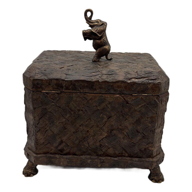 Vintage Maitland-Smith Decorative Elephant Hinged Box/Chest, Handmade in the Philippines. For Sale