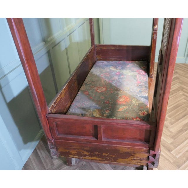 Red Lacquered Opium Bed For Sale - Image 10 of 14