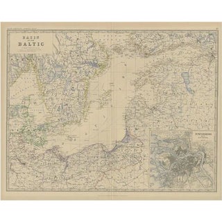 Map of the Baltic Sea Region, 1882 For Sale