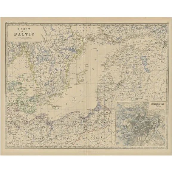 Map of the Baltic Sea Region, 1882 For Sale