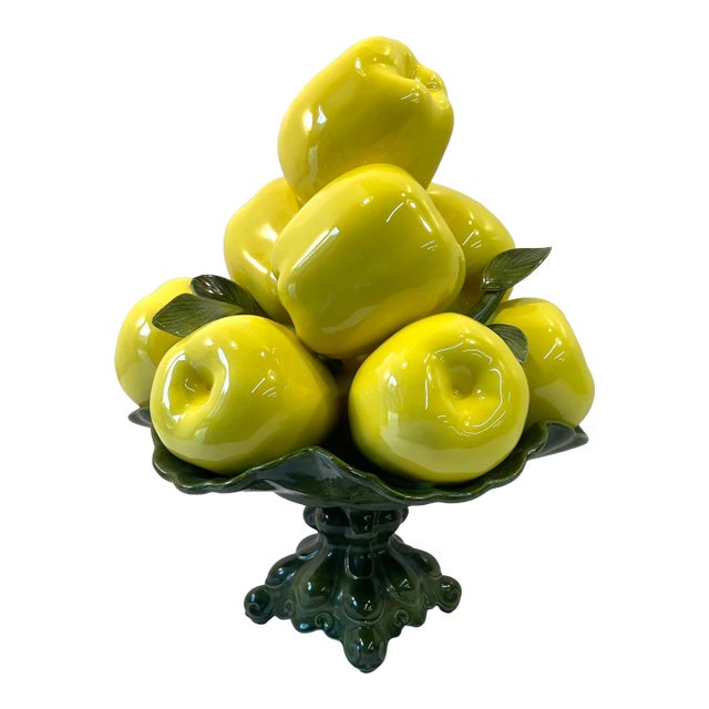 Vintage Ceramic Green Apple Topiary For Sale