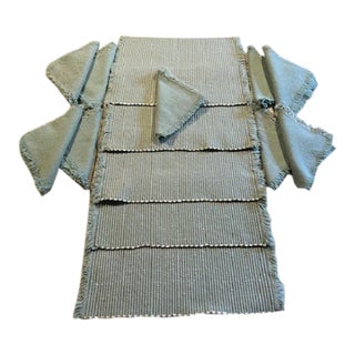 Late 20th Century Woven Placemats & Matching Napkins Set- 14 Pieces For Sale