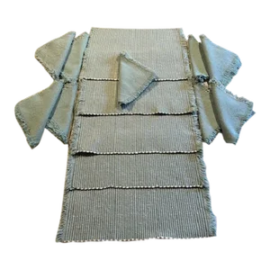 Late 20th Century Woven Placemats & Matching Napkins Set- 14 Pieces