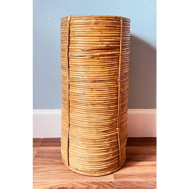 1970s 1970's Coastal Pencil Reed Bamboo Umbrella Stand For Sale - Image 5 of 8