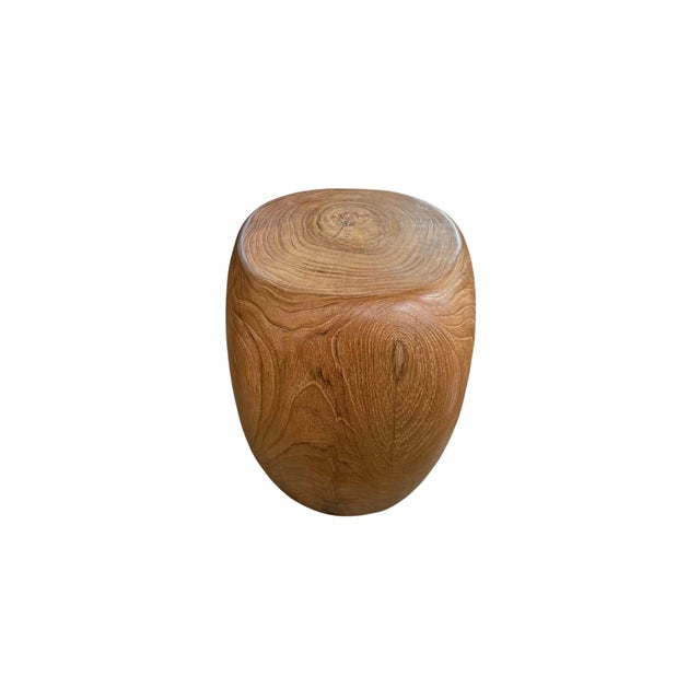 Contemporary Sculptural Teak Wood Stool, Modern Organic For Sale - Image 3 of 6