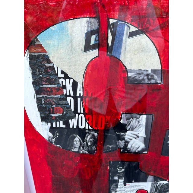 Rolling Stones, Beatles “Chaos” Paint Over Paper Mixed Media on Canvas - Signed by Artist For Sale In Savannah - Image 6 of 12