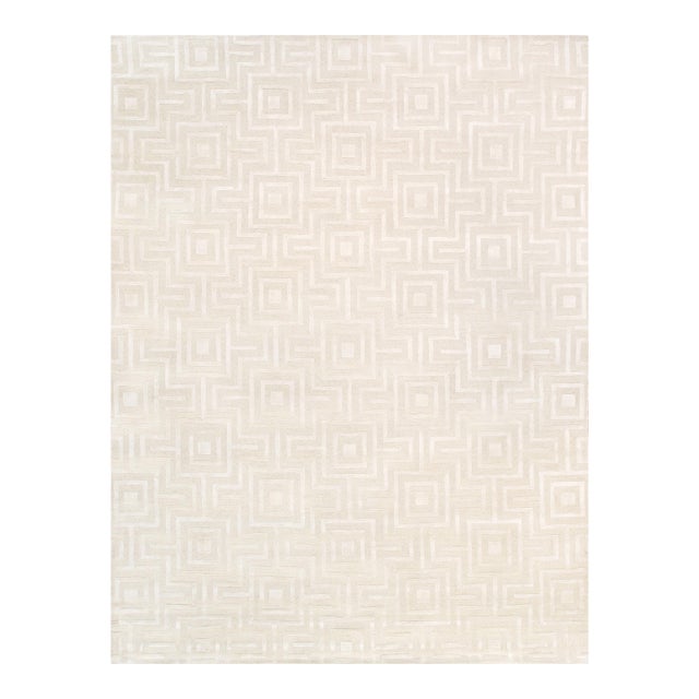 Edgy Hand-Tufted Ivory Area Rug- 8' 9'' X 11' 9'' For Sale