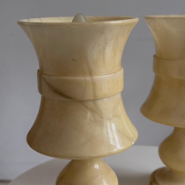 Cream Vintage Alabaster Lamps, 1960s, Set of 2 For Sale - Image 8 of 14