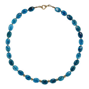 Ajd 19 Inch Smooth Oval Tablets of Glowing Apatite Necklace