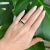 Contemporary White and Yellow Gold Ring with Sapphires and Diamonds, Size 6 For Sale - Image 3 of 5