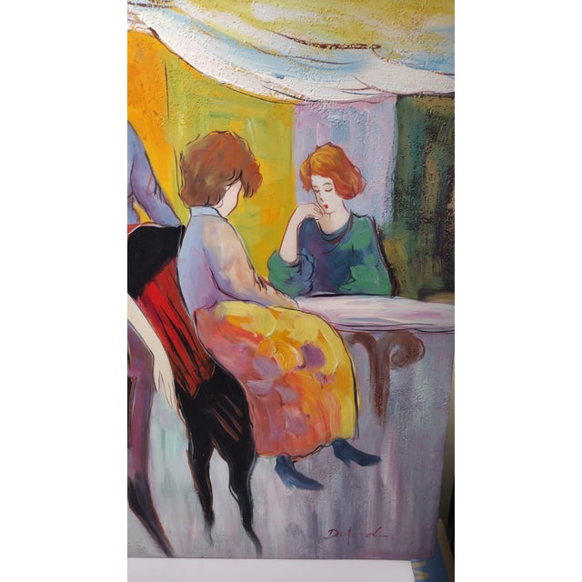 1990s Vibrant Cafe Scene Oil Painting by Jean-Claude Dutard For Sale - Image 13 of 15