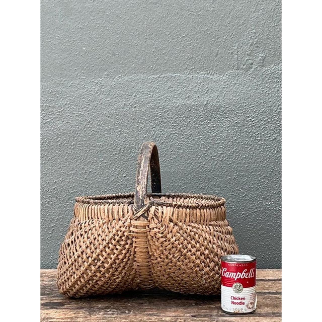 Vintage Shaker Style Rattan Basket For Sale - Image 11 of 12