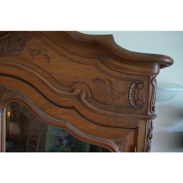 19th Century Antique French Rococo Glass Door Armoire For Sale - Image 5 of 11
