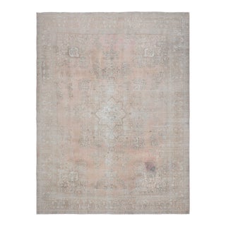 1970s Vintage Persian Handmade Wool Cotton Orange Area Rug For Sale