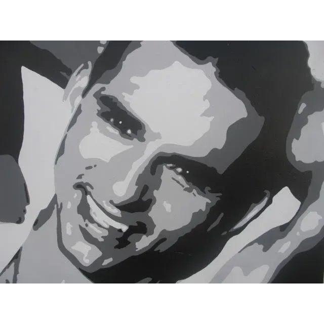 Pop Art Contemporary Black and White Pop Art Portrait Acrylic Painting For Sale - Image 3 of 11