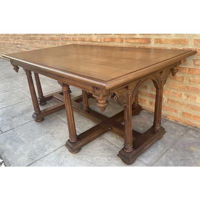 Antique Spanish Carved Church Table or Altar with Wood Stretchers For Sale - Image 3 of 14