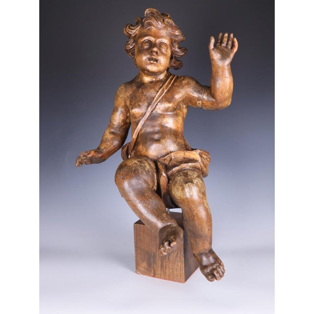 Italian Artist, Large Carved Putto Cherub Figure, Late 18th Century, Limewood For Sale - Image 15 of 18