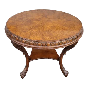 Custom-Made Hand-Carved Burl Ash Regency Style Center Table, 1970