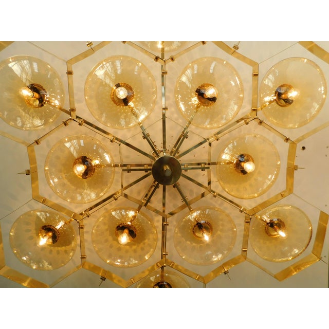 21st Century Beehive Polished Brass Amber Bubbles Murano Flush Mount by Fabio LTD For Sale - Image 6 of 7