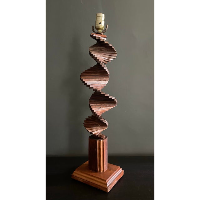 American Tramp Art Helix Lamp, Brutalist Folk Sculpture For Sale In Los Angeles - Image 6 of 11