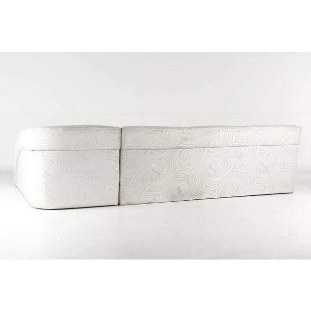 White Vladimir Kagan Style Mid Century Preview Sectional Sofa With Chaise For Sale - Image 8 of 10