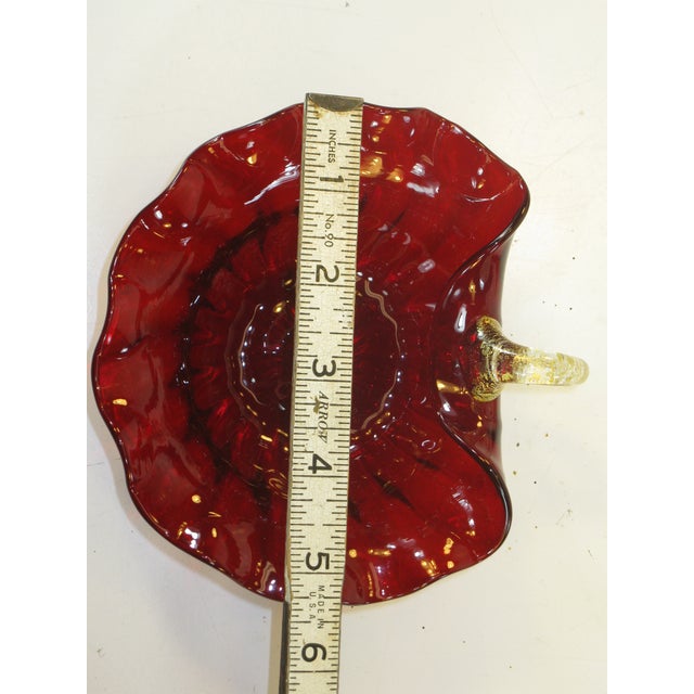Early 20th Century Desert Bowls Venetian Glass Deep Red Delicate Gold Gilding Likely Salviati Pair - Set of 4 For Sale - Image 13 of 15