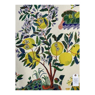 Schumacher's "Citrus Garden" Linen Print - 9 1/4 Yards For Sale